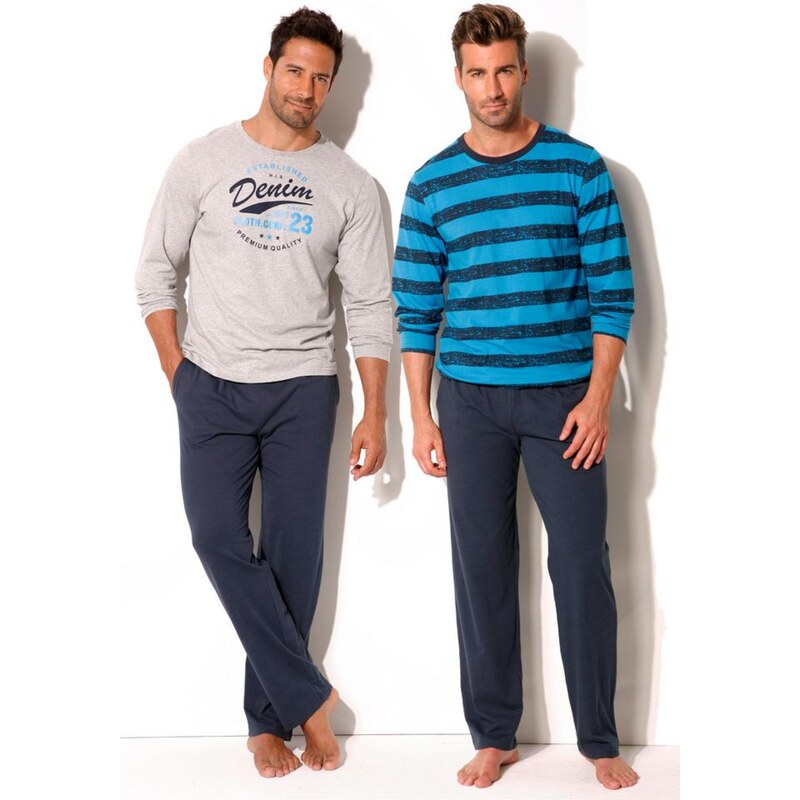 H.I.S Dlhé pyžamo béžová / modrá 61088908