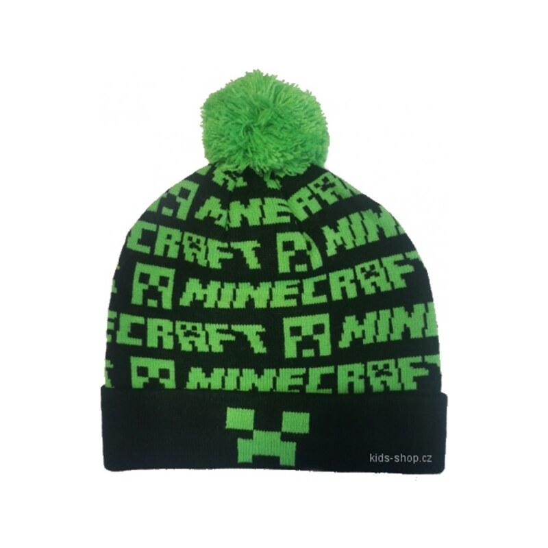 MOJANG official product Chlapčenská teplá zimná čiapka s brmbolcom Minecraft