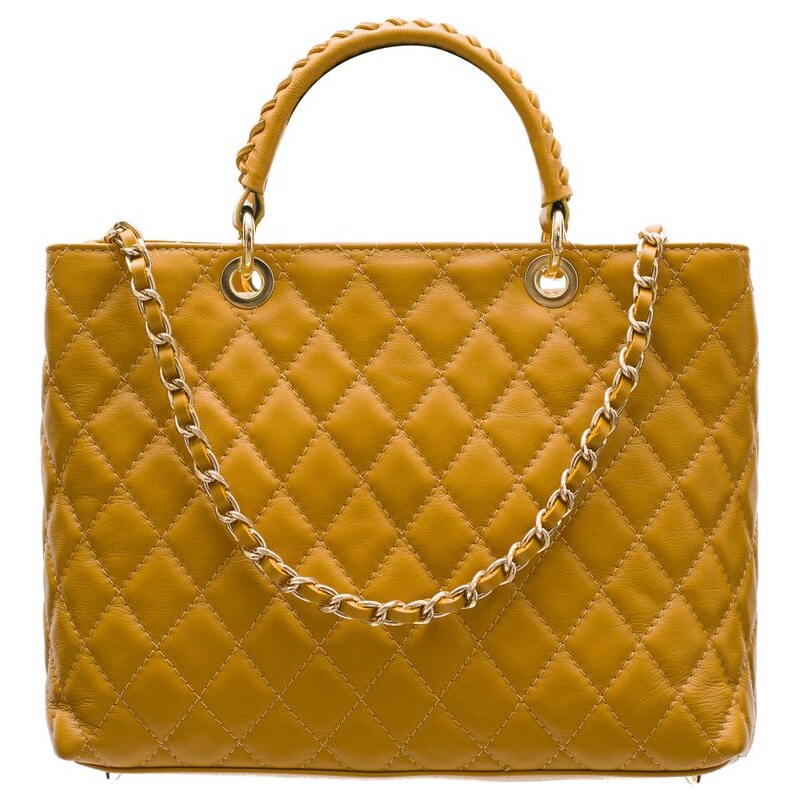 Glamorous by GLAM Kabelka z pravej prešívanej kože tmavo žltá 28162439