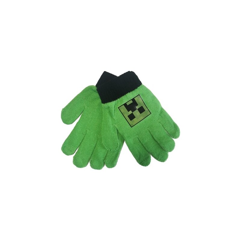 MOJANG official product Detské zimné päťprsté pletené rukavice Minecraft - zelené