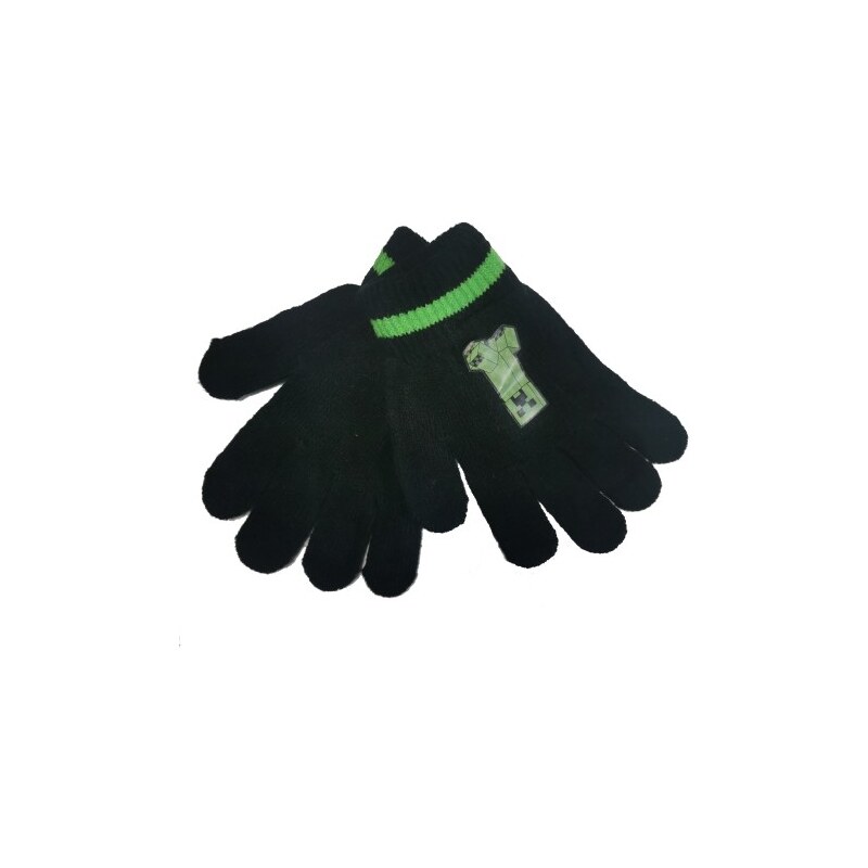 MOJANG official product Detské päťprsté zimné pletené rukavice Minecraft - čierne