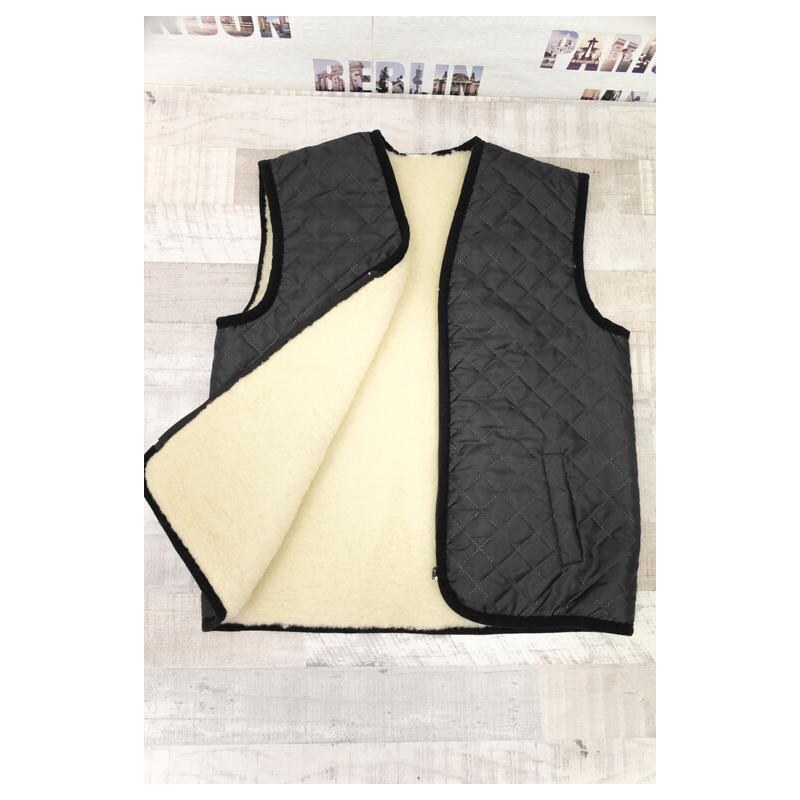 ELU Čierna vesta z ovčieho rúna KOCKY 28181954