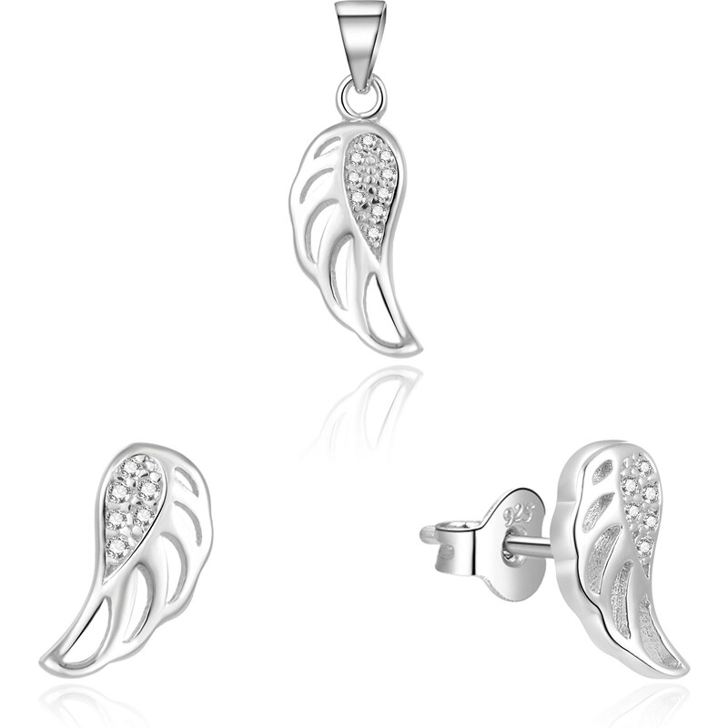 Beneto Strieborná súprava šperkov Anjelské krídla AGSET64/1L (prívesok 66590788