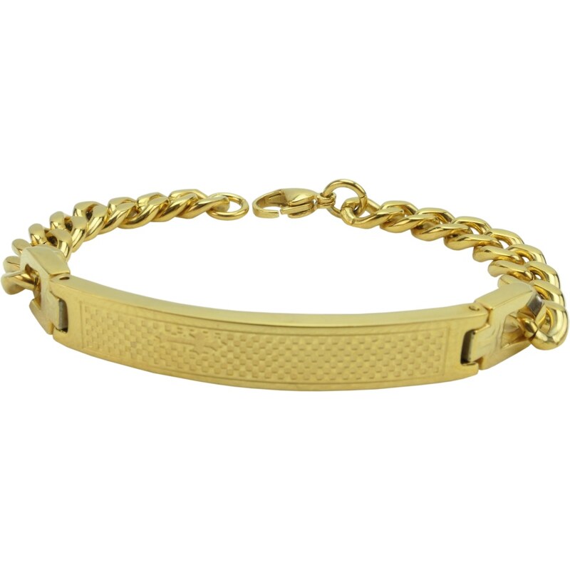 CITY STORM Pánsky náramok z ocele v zlatom prevedení s platničkou 66889096