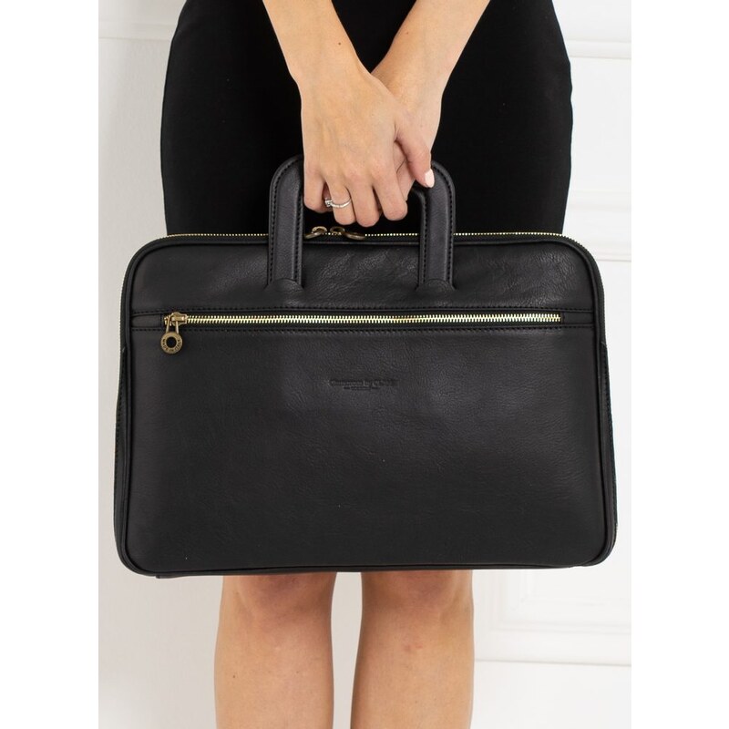 Glamorous by GLAM Santa Croce Kožená aktovka do ruky - čierna 28197265