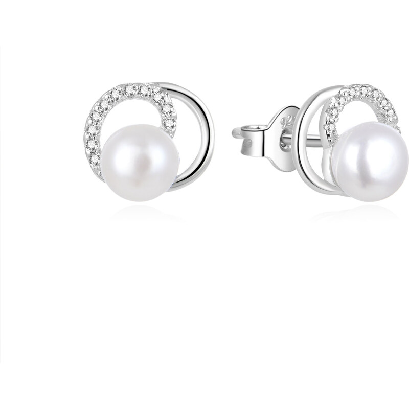 Beneto Elegantné perlové náušnice so zirkónmi AGUP1321PL 66590200