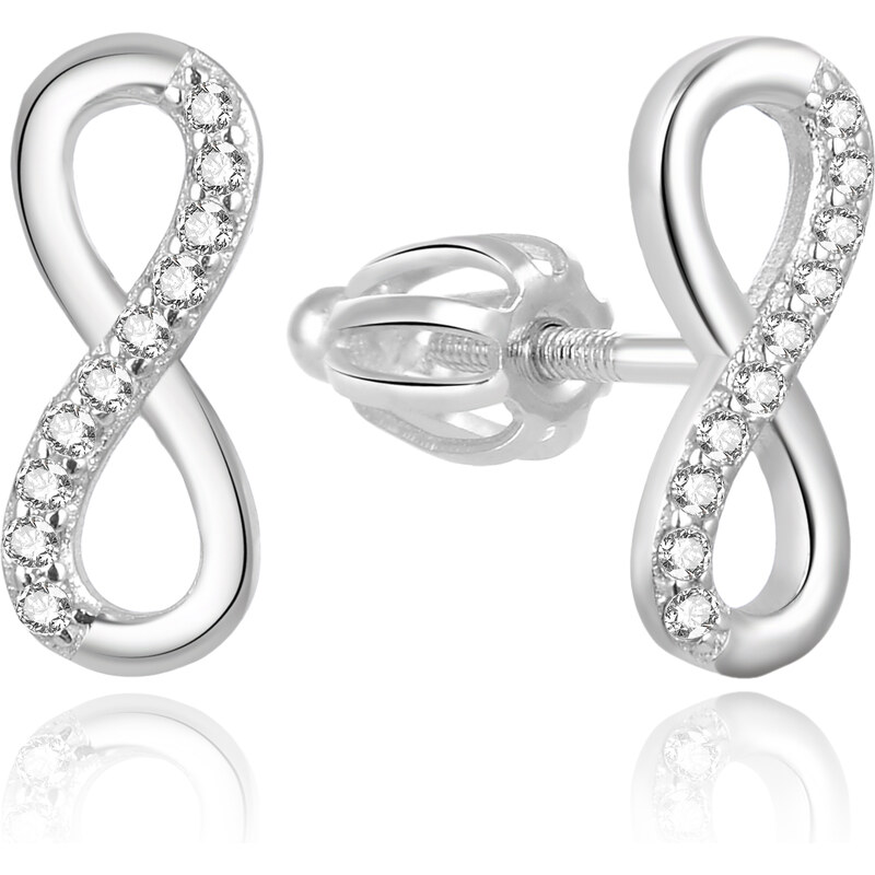 Beneto Jemné strieborné náušnice so zirkónmi Nekonečno AGUP2062S 66587396