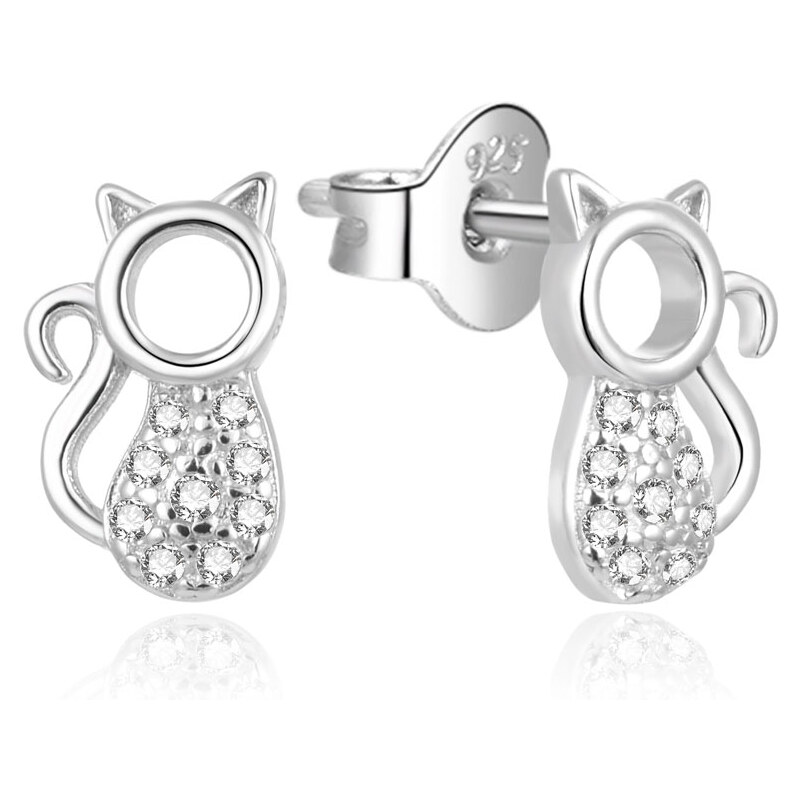 Beneto Pôvabné strieborné náušnice so zirkónmi Mačičky AGUP682L 66584594