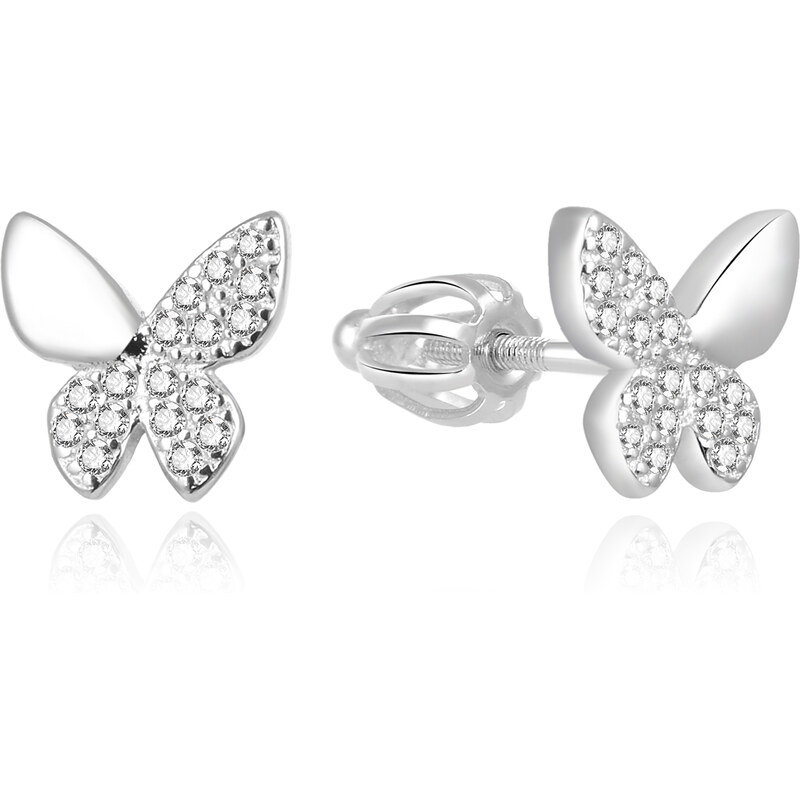 Beneto Pôvabné strieborné náušnice so zirkónmi Motýliky AGUP2057S 66582250