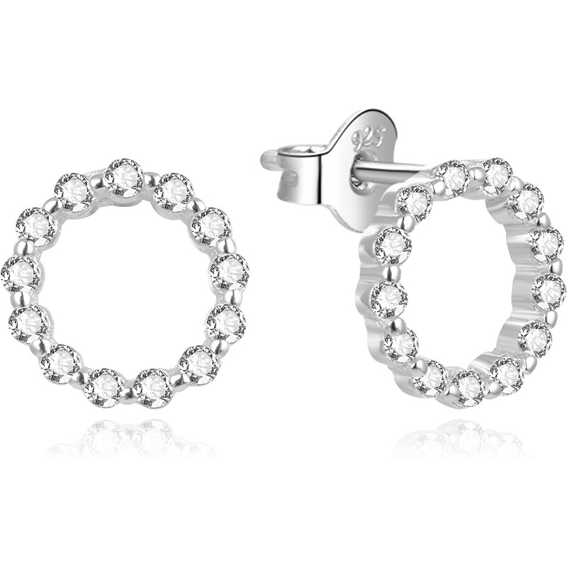 Beneto Minimalistické strieborné náušnice so zirkónmi AGUP2053 66593523