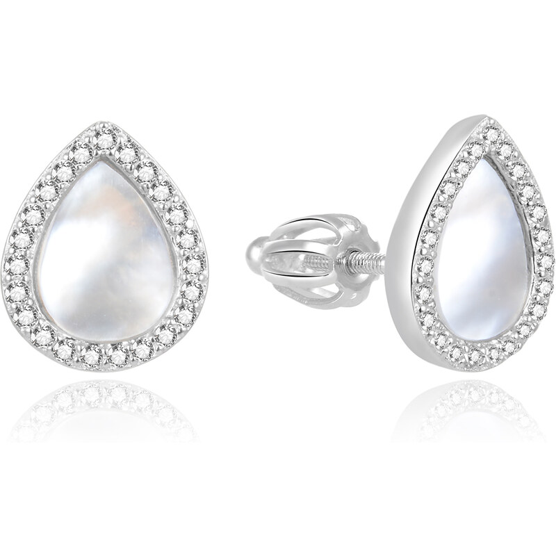 Beneto Nadčasové strieborné náušnice s perleťou AGUP2004S 66579440