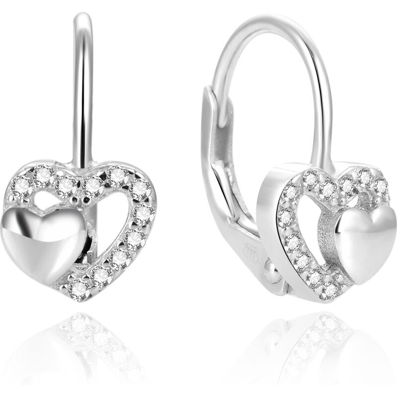 Beneto Pôvabné strieborné náušnice so srdiečkami AGUC1283DL 66582979