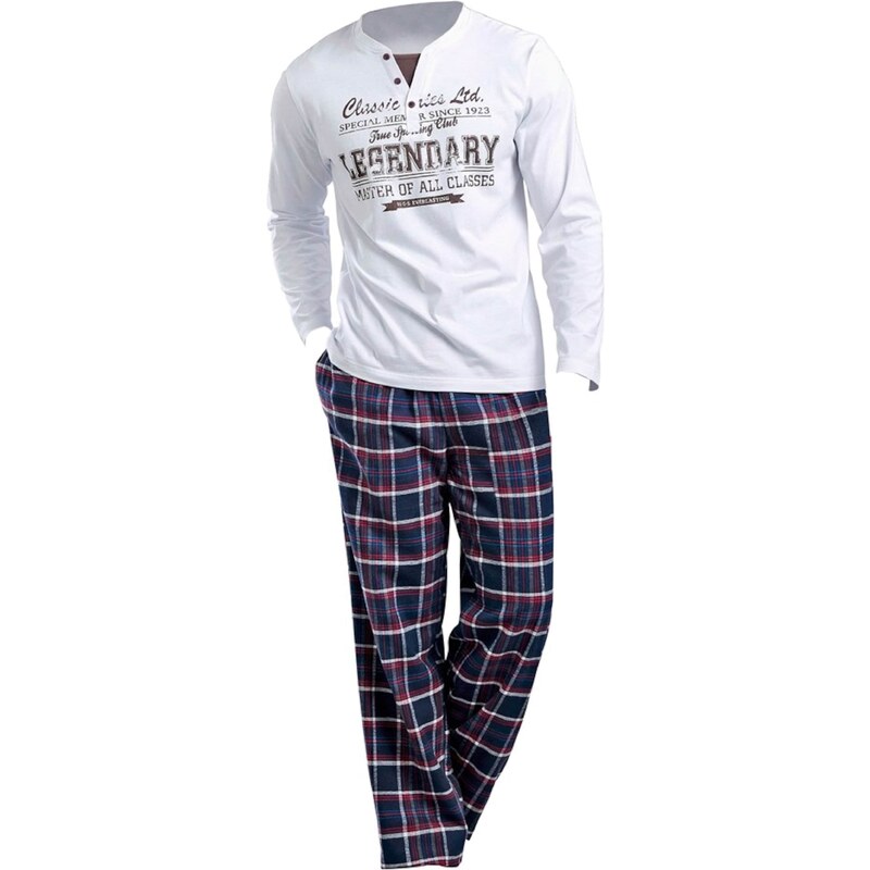 H.I.S Dlhé pyžamo námornícka modrá / biela 54220857