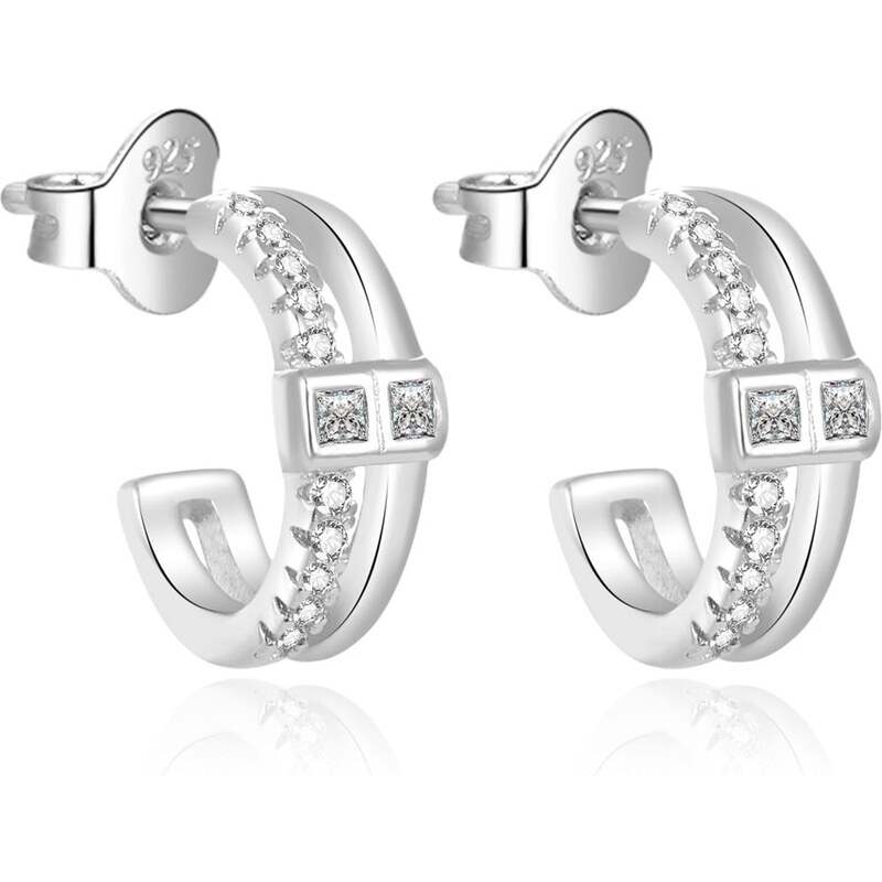 Beneto Nadčasové strieborné náušnice kruhy AGUP2192L 66588684