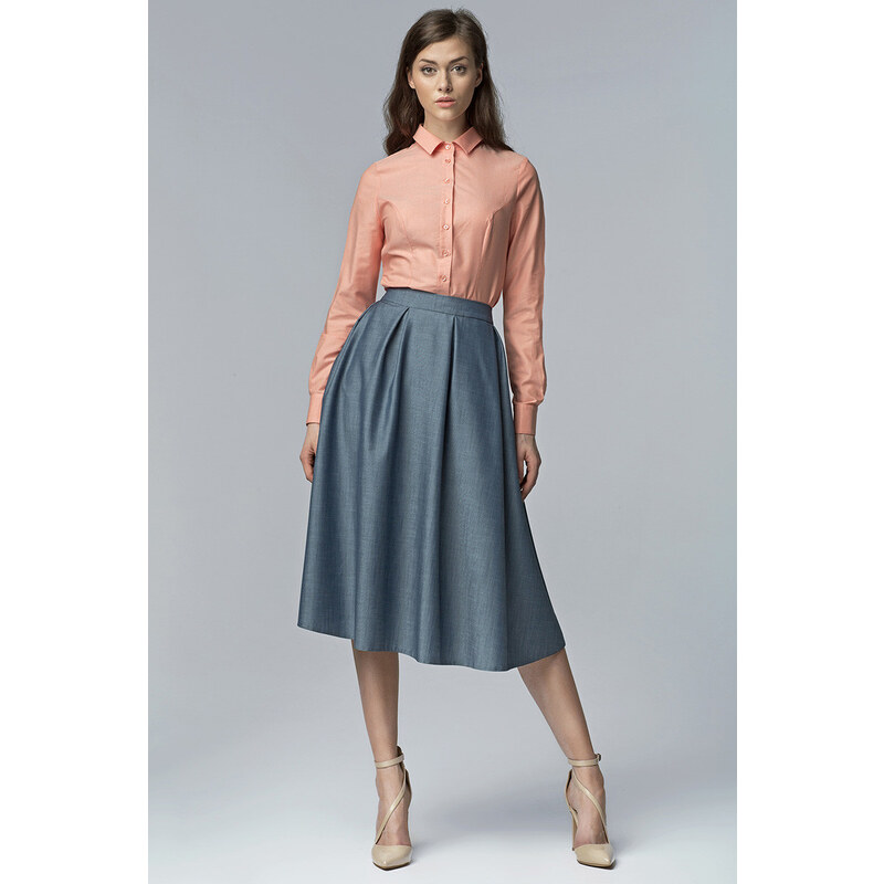 Glara Dámska skladaná midi sukňa s vreckami 28224097