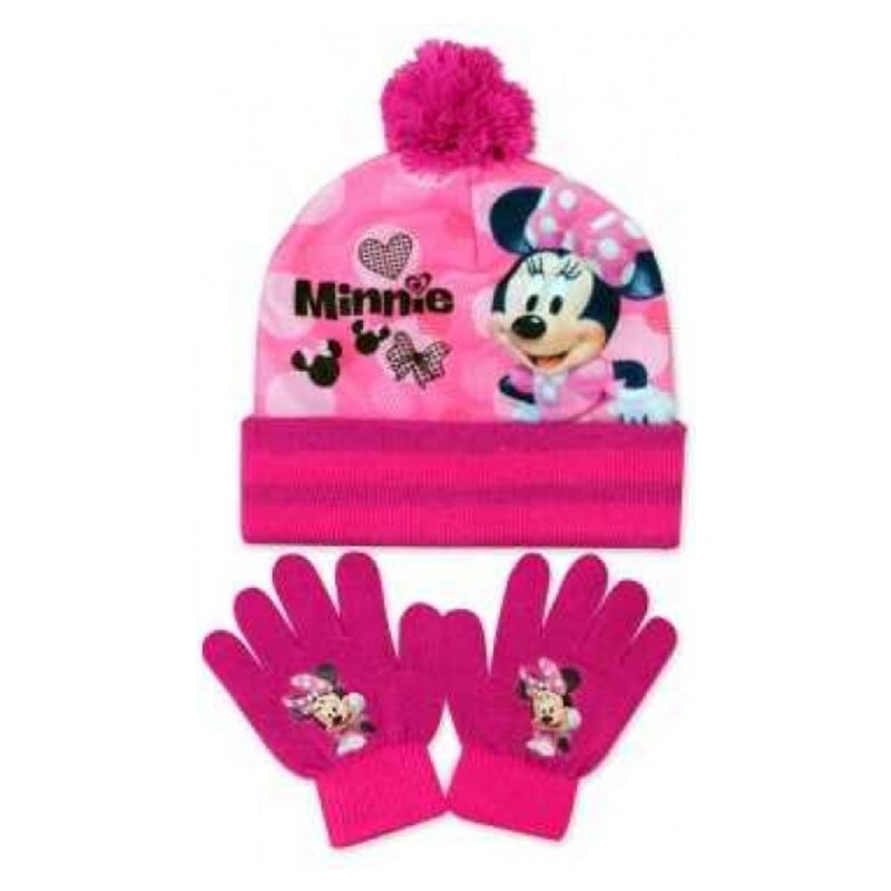 Setino Dievčenská súprava čiapky a prstové rukavice Minnie Mouse