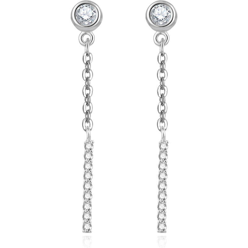 Beneto Elegantné strieborné náušnice s čírymi zirkónmi AGUV937L 66587322