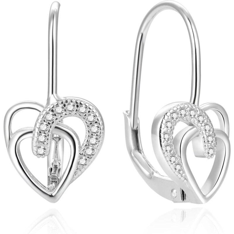 Beneto Krásne strieborné náušnice so srdiečkami AGUC1766 66587878