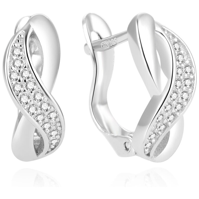 Beneto Elegantné strieborné náušnice so zirkónmi AGUC1861 66589496