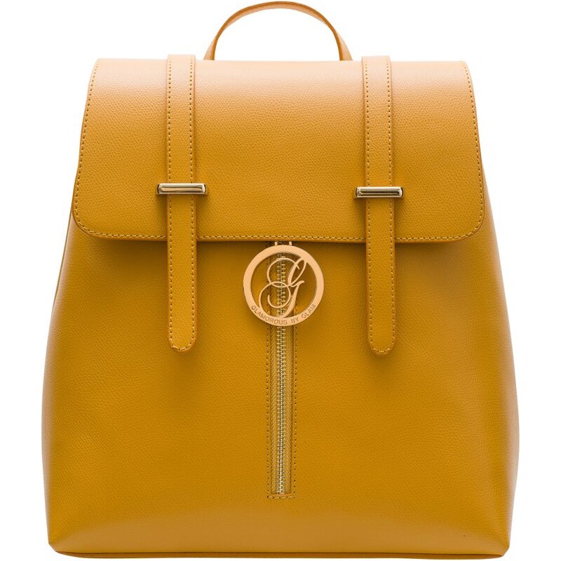 Glamorous by GLAM Dámsky kožený batoh na patenty razený - tmavo žltá 28197254