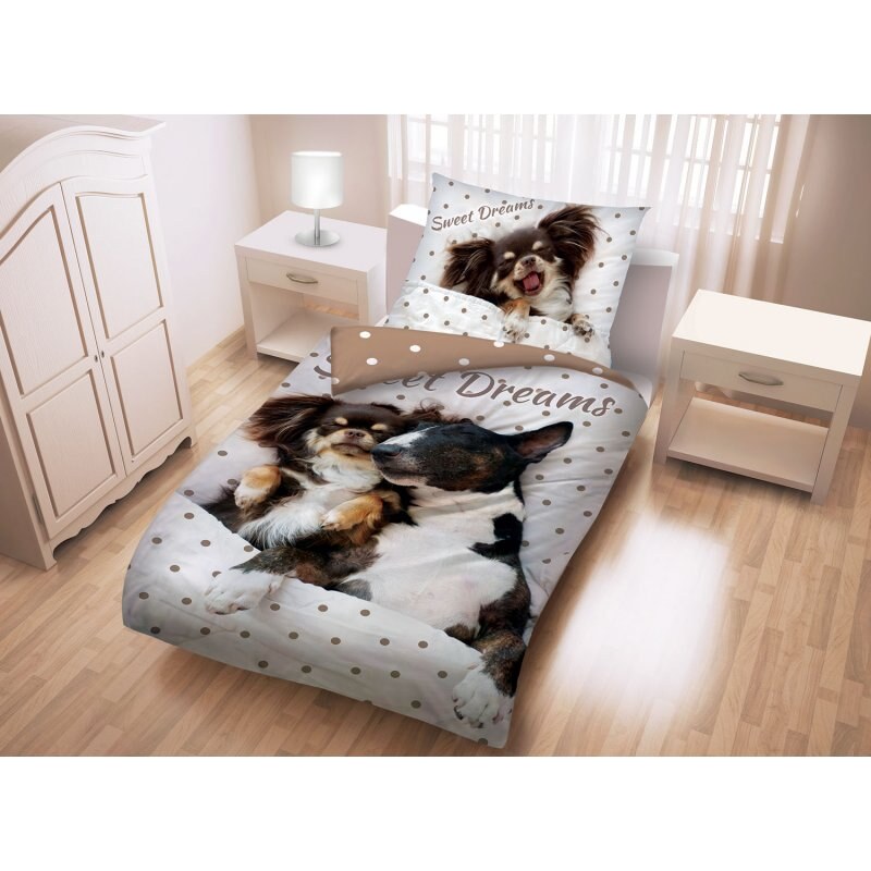 Halantex Bavlnené posteľné obliečky psíkovia Papillon a Bulteriér - 100% bavlna - 70 x 90 cm + 140 x 200 cm