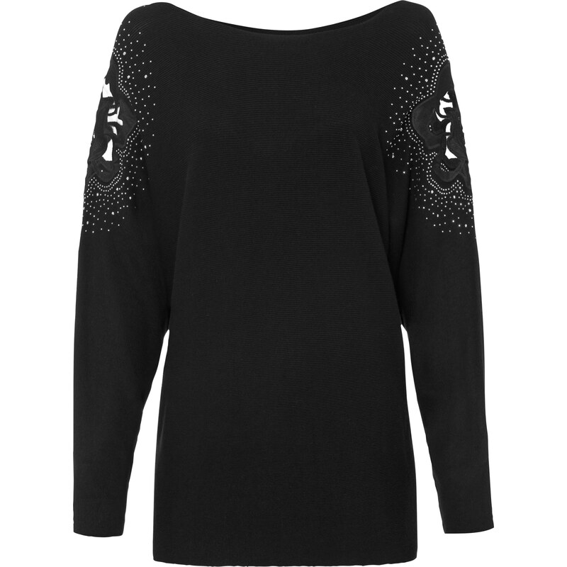 bonprix Jemne pletený pulóver z viskózového mixu, farba čierna 45582323