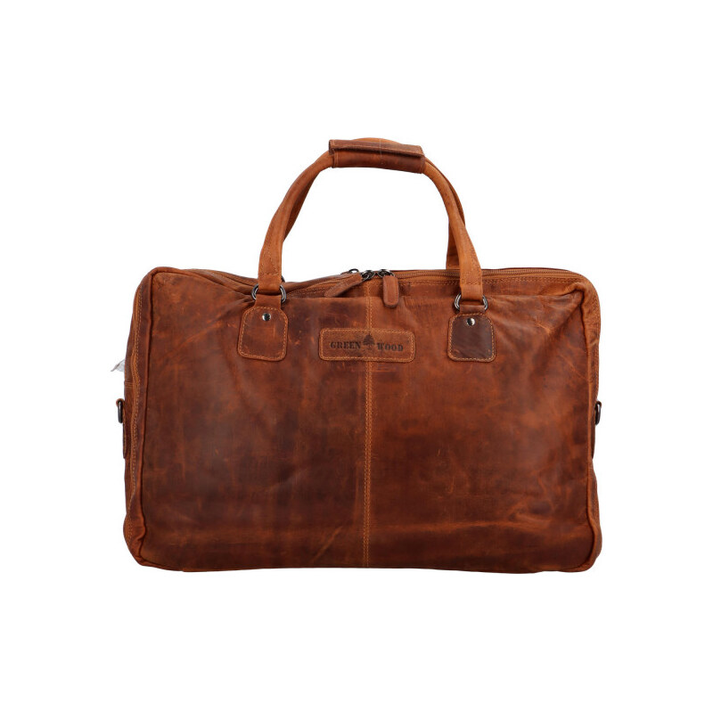 Kožená cestovná taška Green Woods Trap, svetlo hnedá 66817177