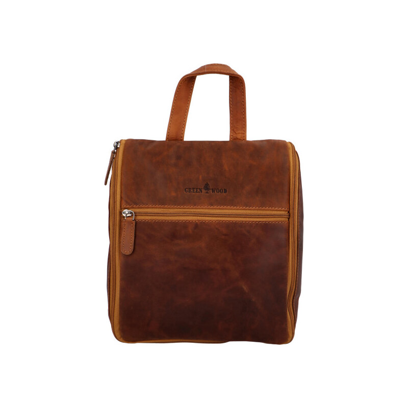 Green Wood Kožený cestovný kufrík Doug, svetlo hnedý 64830976