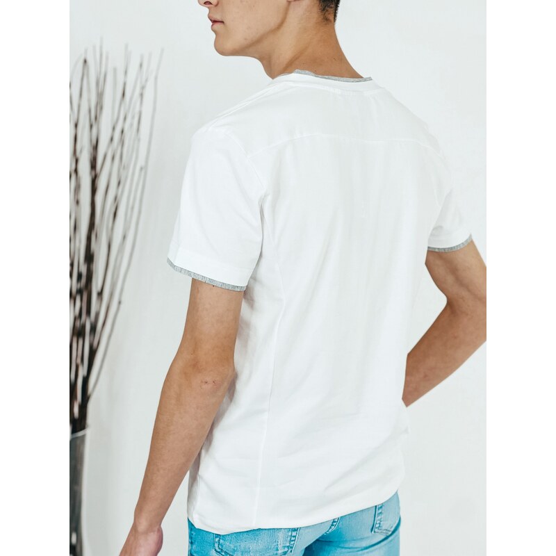 Webmoda Pánske biele tričko s véčkovým výstrihom