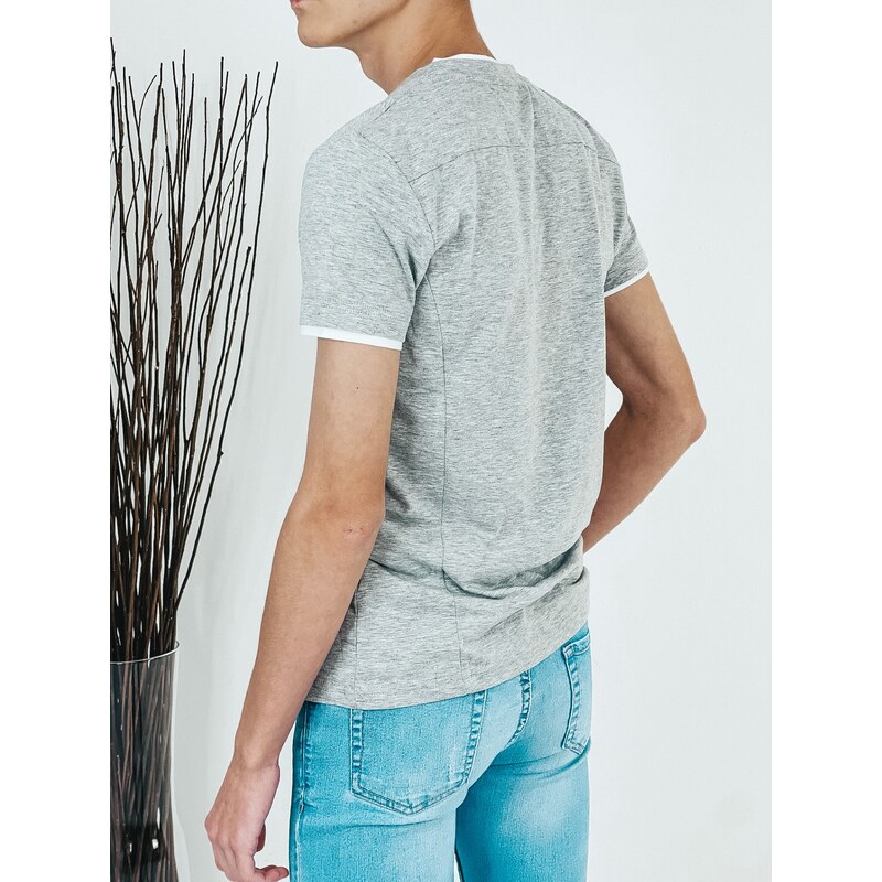 Webmoda Pánske sivé tričko s véčkovým výstrihom