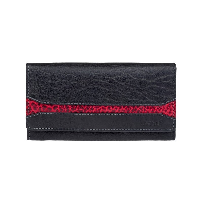 Lagen Dámska koženíá peňaženka W-2025/IT čierno-červená