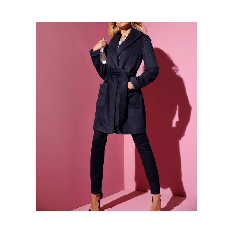 E-shop Vlnený fleecový kabát Isabell Schmitt Collection, modrá