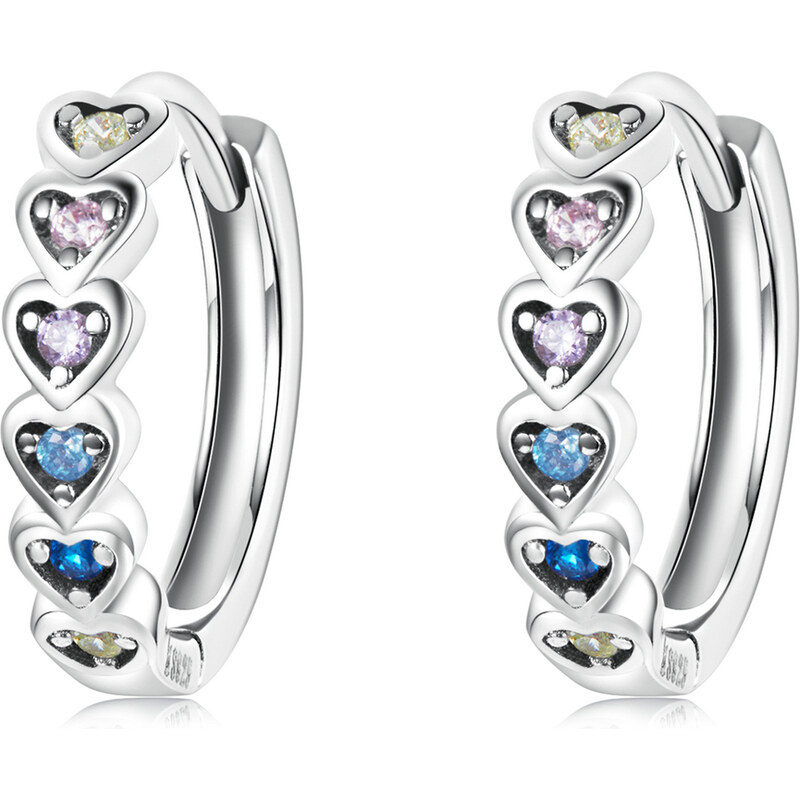 Emporial strieborné náušnice Pole dúhových sŕdc SCE1275 58137825