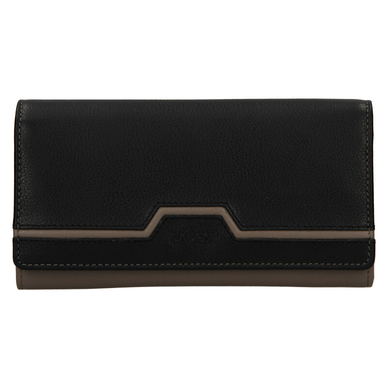 Lagen Dámska kožená peňaženka BLC/24787/720 siva/čierna 35335874