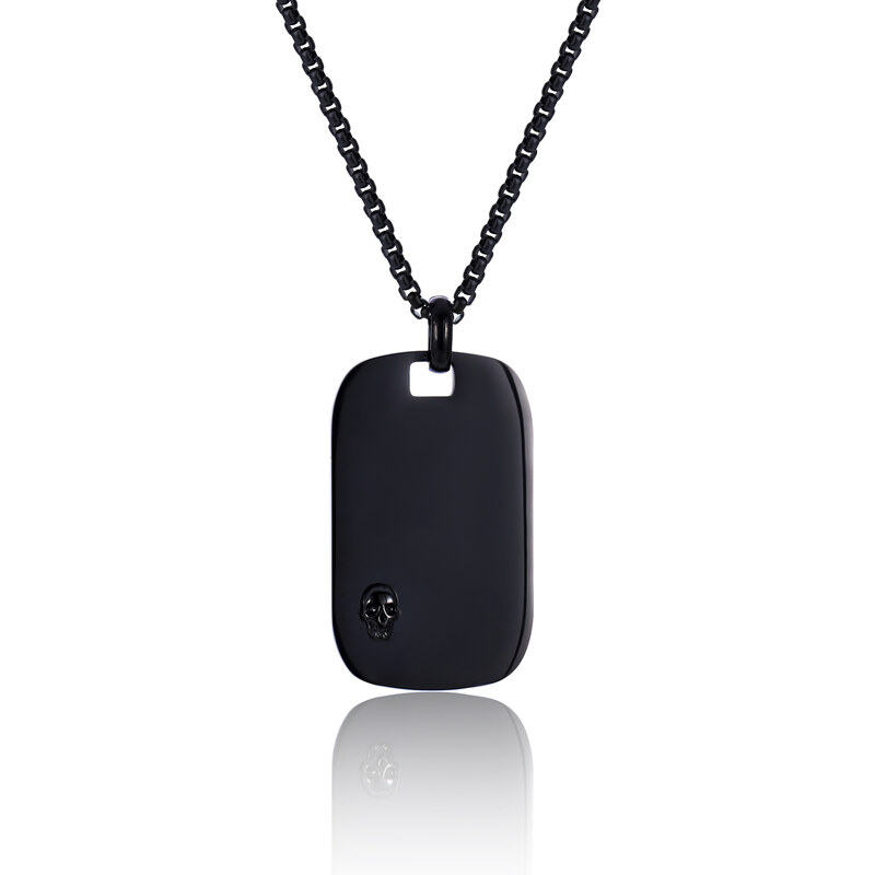 Troli Pánsky oceľový náhrdelník Psie známka s lebkou VSM003G-PET 66584941