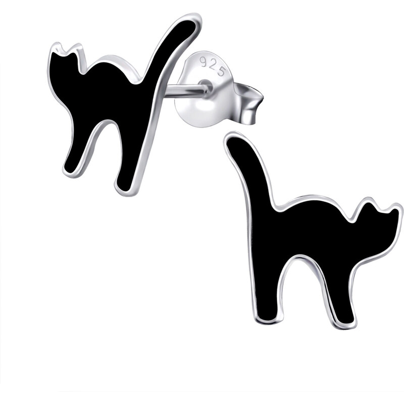 MAJYA Strieborné náušnice BLACK CAT 10573 64581246