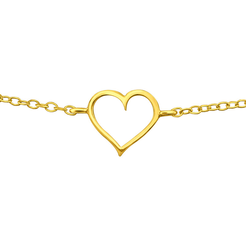 Glory strieborný náramok Srdce pozlátený 14K zlatom S1123 28389886