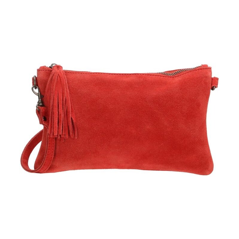 Charm London Červená semišová listová kabelka s príveskom „Ginger“ 57668378