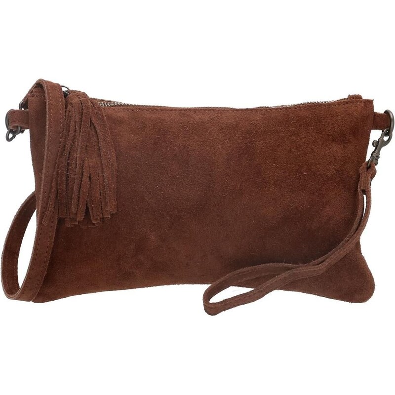 Charm London Tmavohnedá semišová listová kabelka s príveskom „Ginger“ 28391867