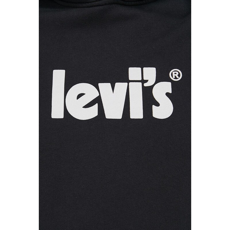 Bavlnená mikina Levi's 38479.0079-Blacks, pánska, čierna farba, s potlačou
