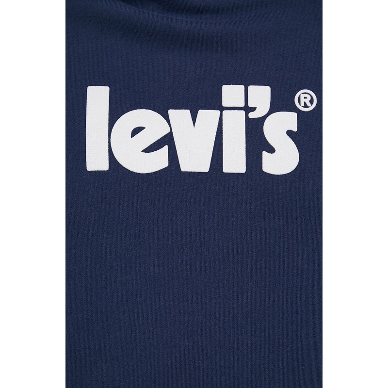 Bavlnená mikina Levi's 38479.0081-Blues, pánska, tmavomodrá farba, s potlačou
