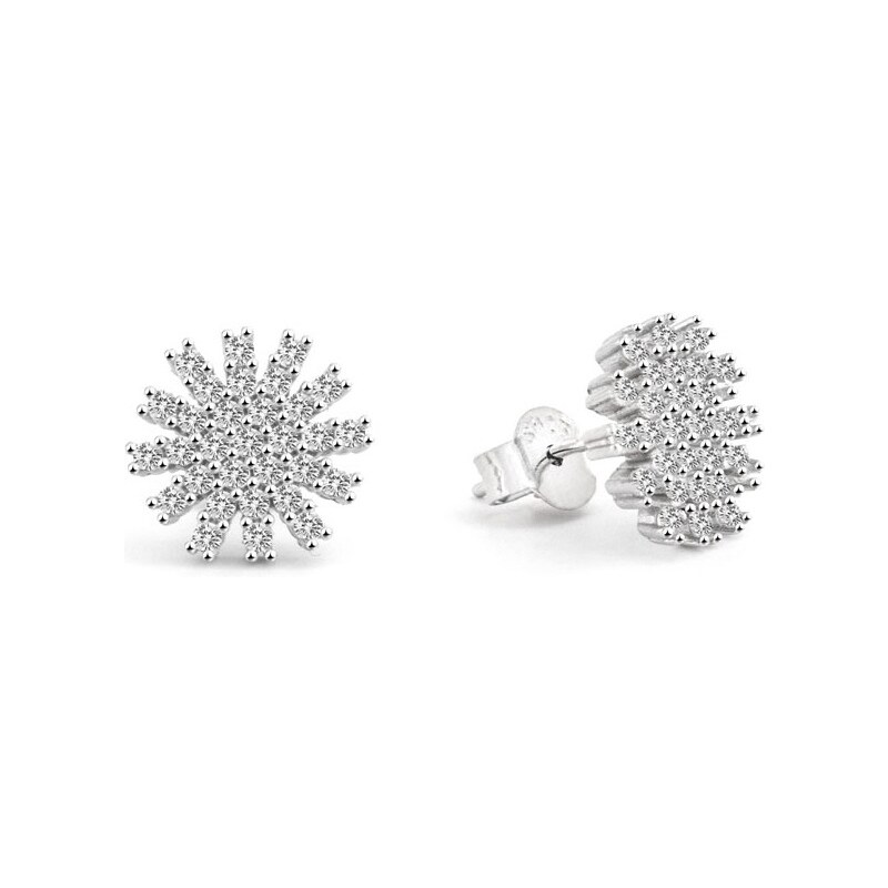 Beneto Blyštivé strieborné náušnice Vločka AGUP2723 66579222
