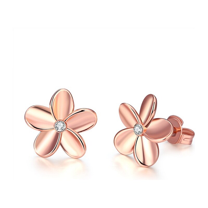 Troli Jemné bronzové náušnice s kryštálmi Kvetinky VSE001R-PET 66581605