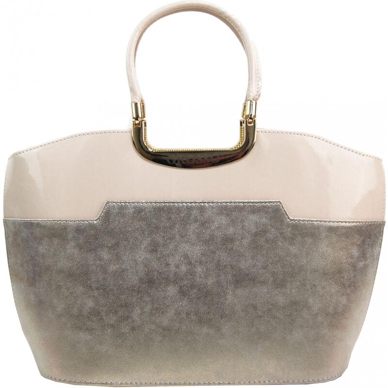 Elegantná béžová lakovaná kabelka do ruky S5 GROSSO 28415865