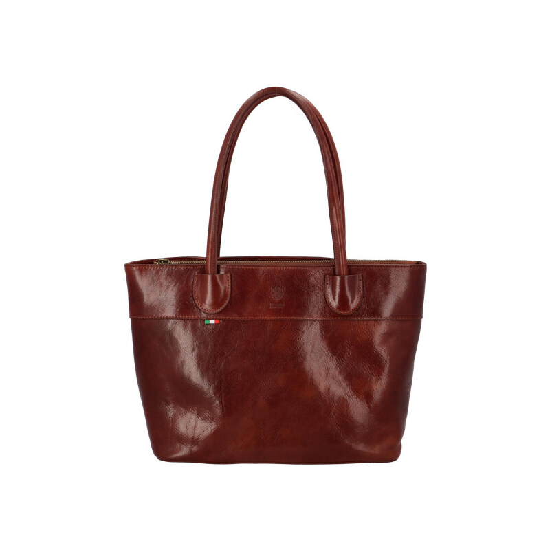 Dámska kožená kabelka cez rameno tmavo hnedá - Delami Vera Pelle 48364084