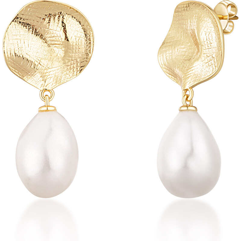 JwL Luxury Pearls Nádherné pozlátené náušnice s pravými barokovými 66590565