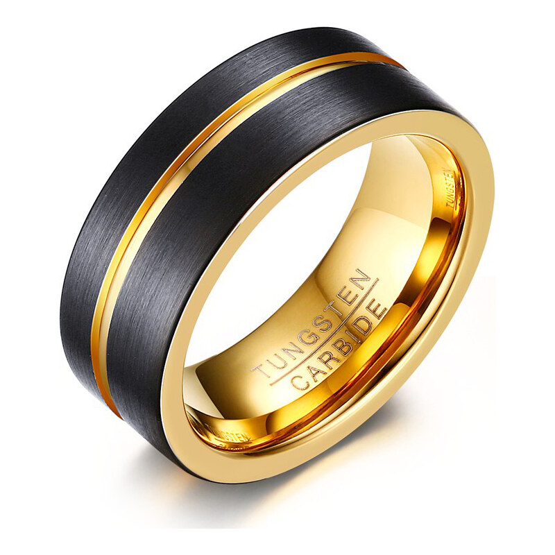 MSPERK Volfrámový prsteň so zlatým pruhom
