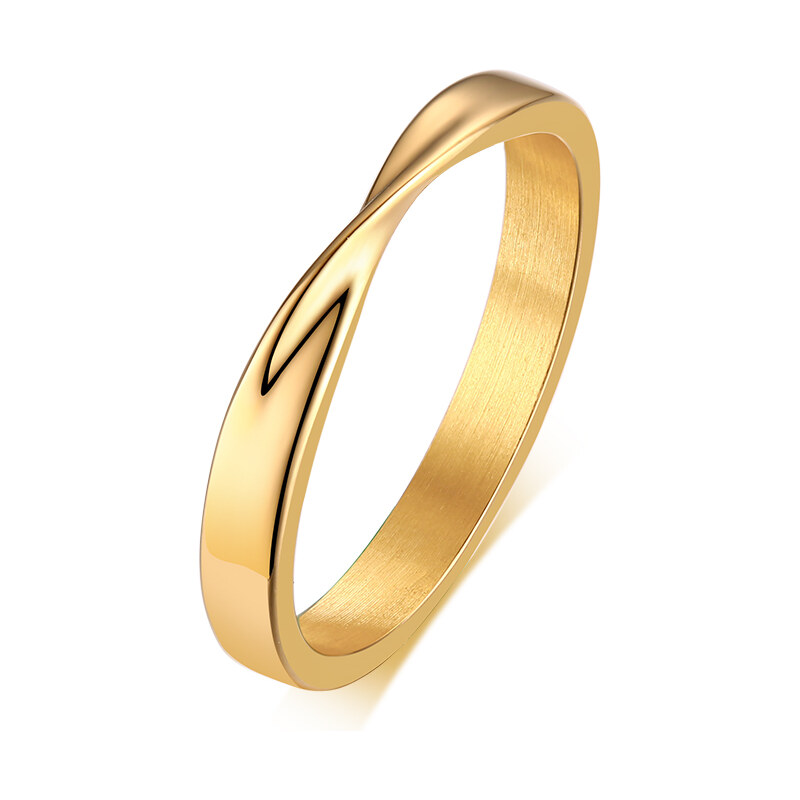 MSPERK Dámsky prsteň pretočený vzor zlaté prevedenie chirurgickej ocele
