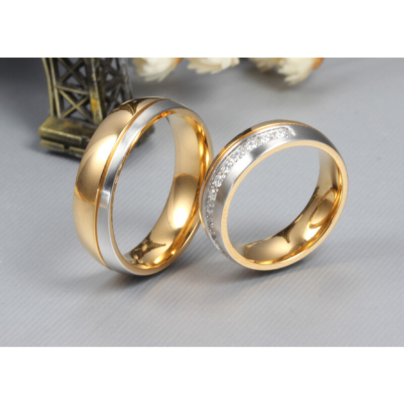 MSPERK Svadobné prstene pre dvoch kombinované - zlato-strieborná farba 2ks