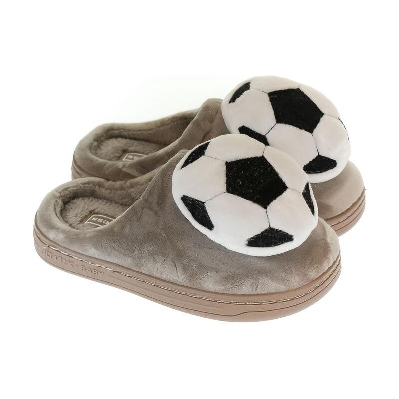 JOHN-C Detské hnedé papuče BALL 28470349